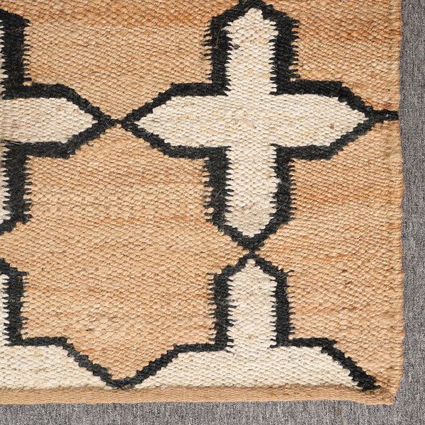 Handmade Jute Rug | Modern Black & White Geometric Carpet