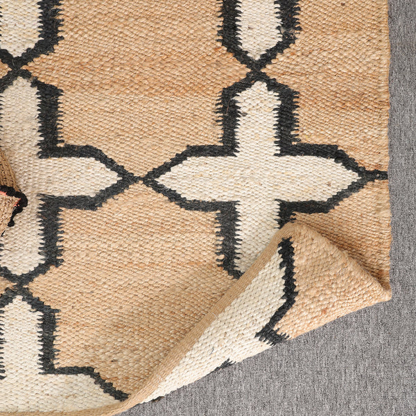 Handmade Jute Rug | Modern Black & White Geometric Carpet