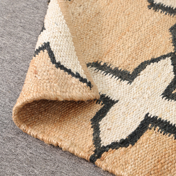 Handmade Jute Rug | Modern Black & White Geometric Carpet