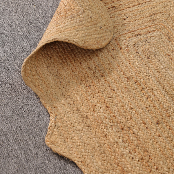Handwoven Natural Jute Scalloped Area Rug | Handmade Eco-Friendly Boho Rug