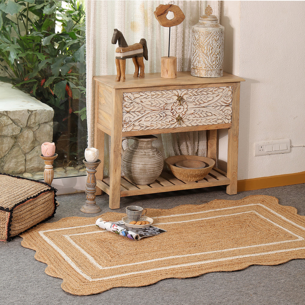 Willow Scalloped Braided Jute Rug – Eco-Friendly Boho Accent Mat