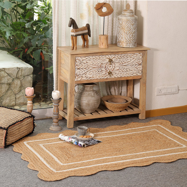 Willow Scalloped Braided Jute Rug – Eco-Friendly Boho Accent Mat