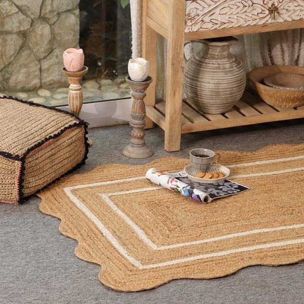 Willow Scalloped Braided Jute Rug – Eco-Friendly Boho Accent Mat