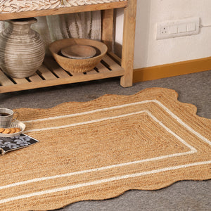 Willow Scalloped Braided Jute Rug – Eco-Friendly Boho Accent Mat