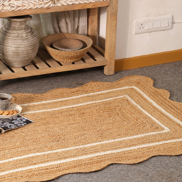 Willow Scalloped Braided Jute Rug – Eco-Friendly Boho Accent Mat
