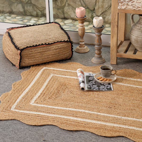 Willow Scalloped Braided Jute Rug – Eco-Friendly Boho Accent Mat