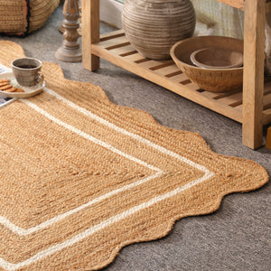 Willow Scalloped Braided Jute Rug – Eco-Friendly Boho Accent Mat
