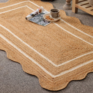 Willow Scalloped Braided Jute Rug – Eco-Friendly Boho Accent Mat