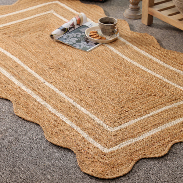 Willow Scalloped Braided Jute Rug – Eco-Friendly Boho Accent Mat