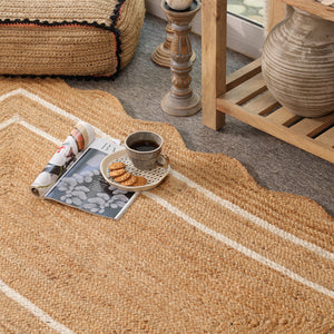 Willow Scalloped Braided Jute Rug – Eco-Friendly Boho Accent Mat