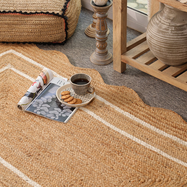 Willow Scalloped Braided Jute Rug – Eco-Friendly Boho Accent Mat