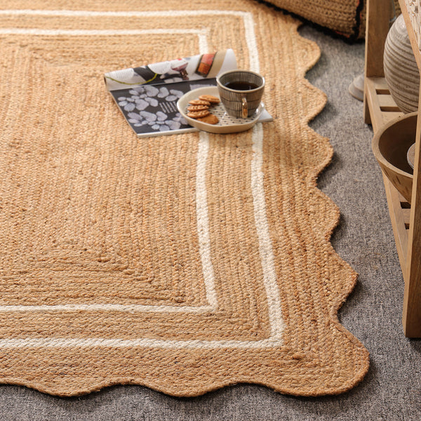 Willow Scalloped Braided Jute Rug – Eco-Friendly Boho Accent Mat