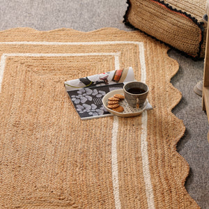 Willow Scalloped Braided Jute Rug – Eco-Friendly Boho Accent Mat