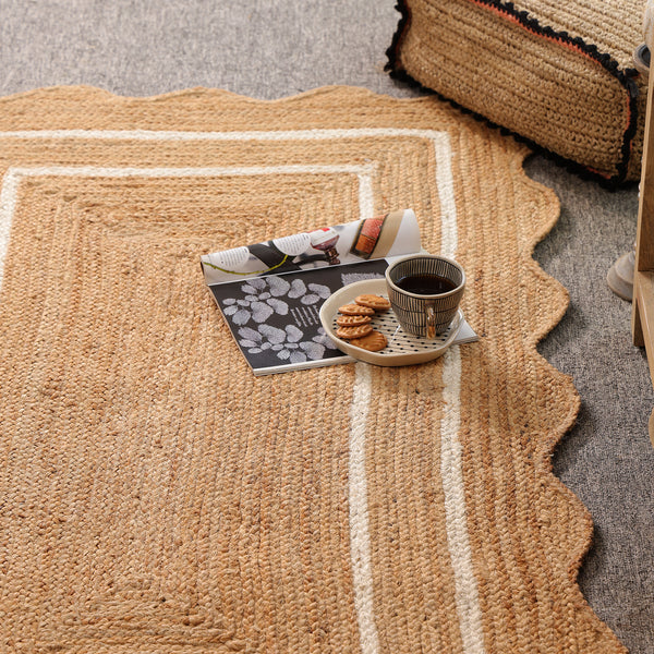 Willow Scalloped Braided Jute Rug – Eco-Friendly Boho Accent Mat