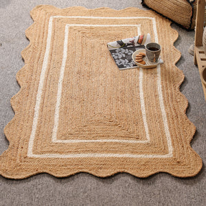 Willow Scalloped Braided Jute Rug – Eco-Friendly Boho Accent Mat
