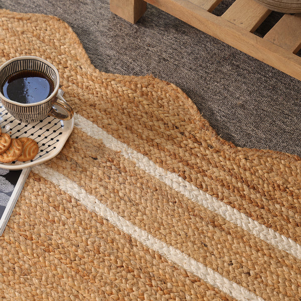 Willow Scalloped Braided Jute Rug – Eco-Friendly Boho Accent Mat