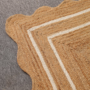 Willow Scalloped Braided Jute Rug – Eco-Friendly Boho Accent Mat