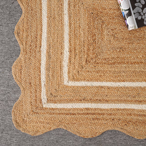 Willow Scalloped Braided Jute Rug – Eco-Friendly Boho Accent Mat