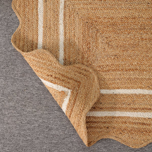 Willow Scalloped Braided Jute Rug – Eco-Friendly Boho Accent Mat