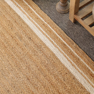 Handwoven Natural Jute Area Rug with White Border | Eco-Friendly Handmade Rug