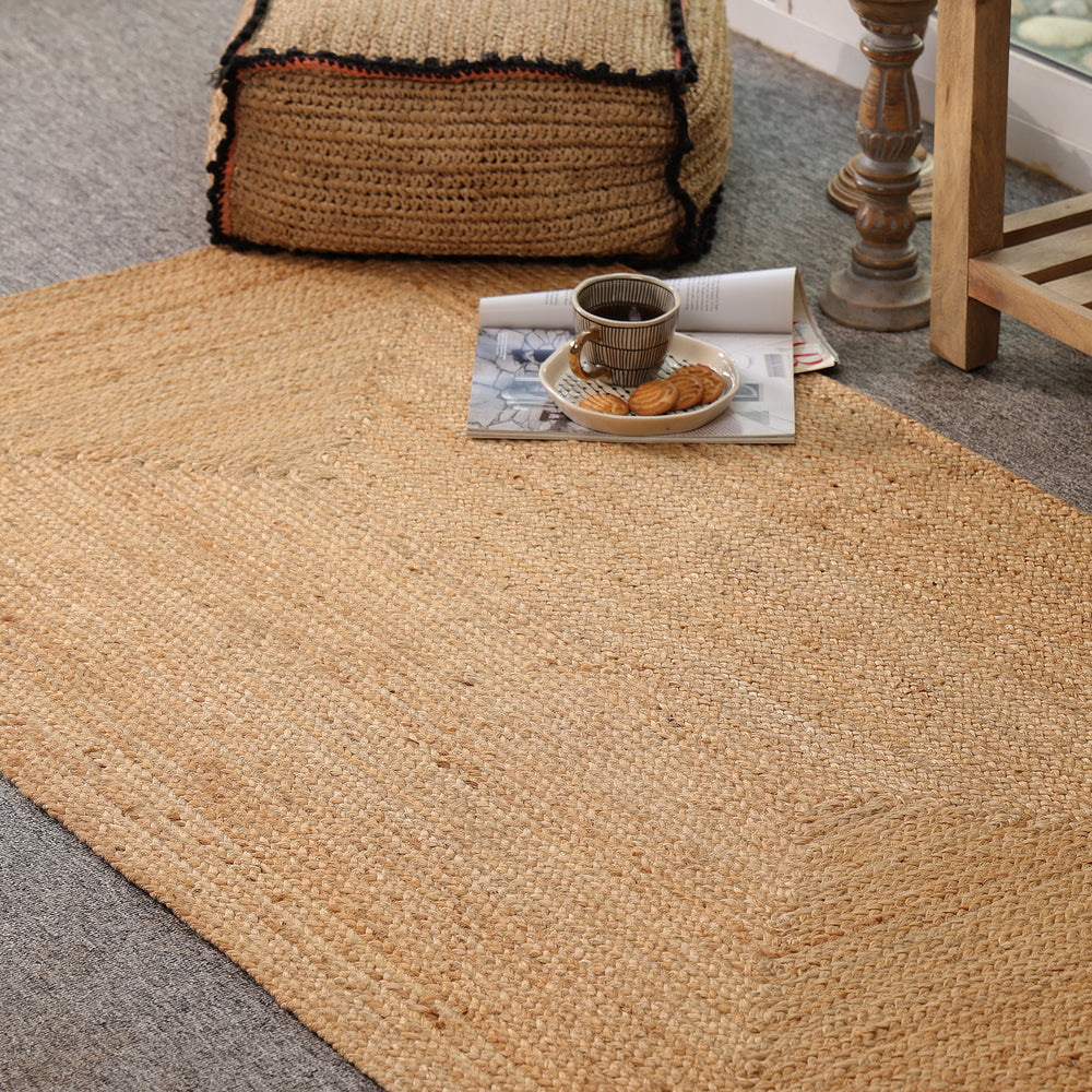 Handwoven Natural Jute Area Rug | Handmade Eco-Friendly Woven Floor Rug for Living Room, Bedroom & Hallway