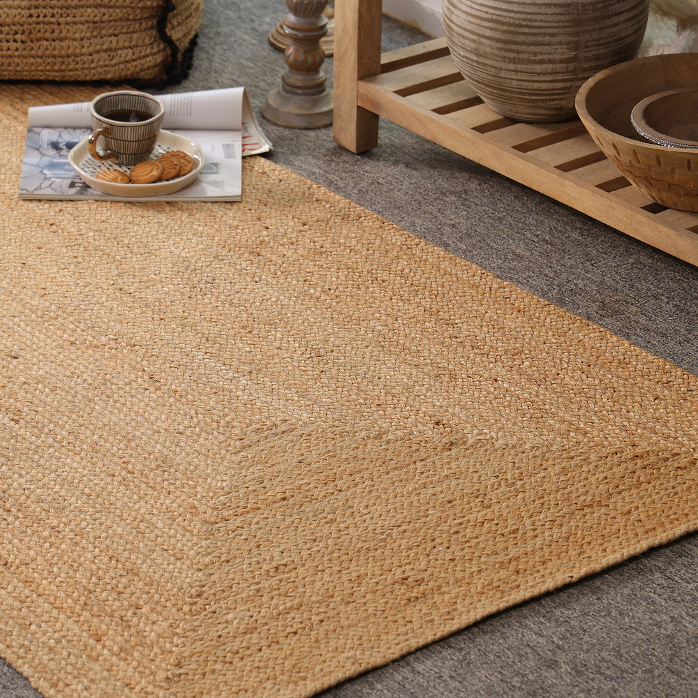 Handwoven Natural Jute Area Rug | Handmade Eco-Friendly Woven Floor Rug for Living Room, Bedroom & Hallway