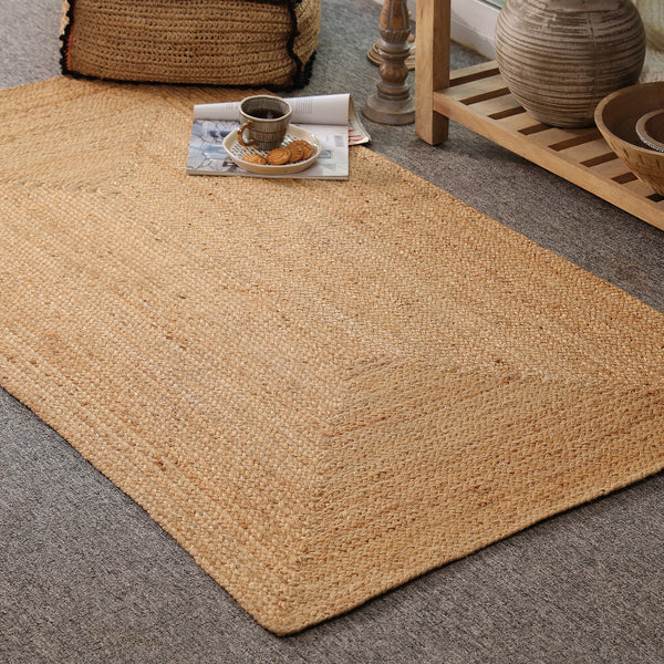 Handwoven Natural Jute Area Rug | Handmade Eco-Friendly Woven Floor Rug for Living Room, Bedroom & Hallway