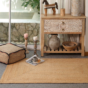 Handwoven Natural Jute Area Rug | Handmade Eco-Friendly Woven Floor Rug for Living Room, Bedroom & Hallway