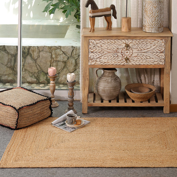 Handwoven Natural Jute Area Rug | Handmade Eco-Friendly Woven Floor Rug for Living Room, Bedroom & Hallway