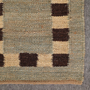 Handwoven Wool Jute Area Rug | Modern Border Design | Natural Handmade Floor Carpet for Living Room, Bedroom & Hallway