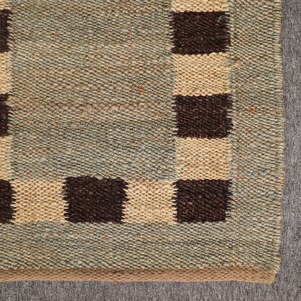 Handwoven Wool Jute Area Rug | Modern Border Design | Natural Handmade Floor Carpet for Living Room, Bedroom & Hallway