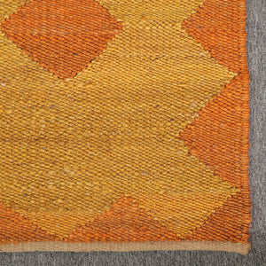 Handwoven Jute Runner Rug – Mustard & Burnt Orange Geometric Flatweave Hallway Rug