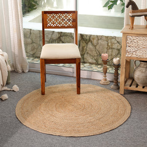 Handwoven Natural Round Jute Rug – Braided Boho Area Rug for Living Room, Bedroom & Entryway