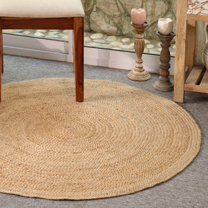 Handwoven Natural Round Jute Rug – Braided Boho Area Rug for Living Room, Bedroom & Entryway