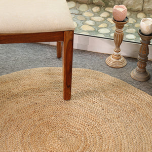Handwoven Natural Round Jute Rug – Braided Boho Area Rug for Living Room, Bedroom & Entryway