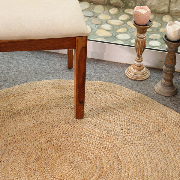 Handwoven Natural Round Jute Rug – Braided Boho Area Rug for Living Room, Bedroom & Entryway