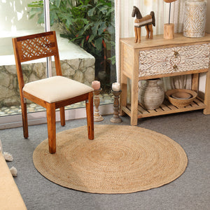 Handwoven Natural Round Jute Rug – Braided Boho Area Rug for Living Room, Bedroom & Entryway