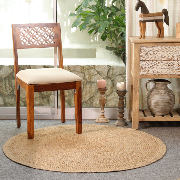 Handwoven Natural Round Jute Rug – Braided Boho Area Rug for Living Room, Bedroom & Entryway