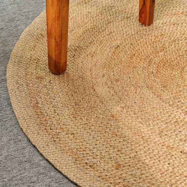 Handwoven Natural Round Jute Rug – Braided Boho Area Rug for Living Room, Bedroom & Entryway