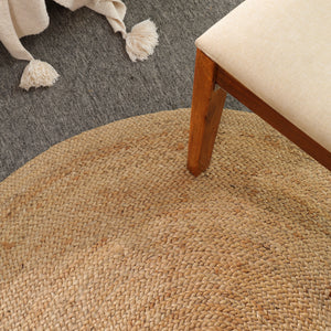 Handwoven Natural Round Jute Rug – Braided Boho Area Rug for Living Room, Bedroom & Entryway