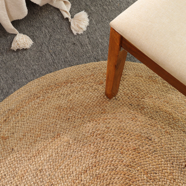 Handwoven Natural Round Jute Rug – Braided Boho Area Rug for Living Room, Bedroom & Entryway