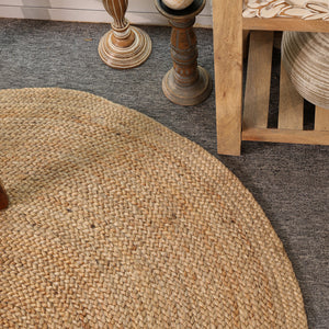 Handwoven Natural Round Jute Rug – Braided Boho Area Rug for Living Room, Bedroom & Entryway