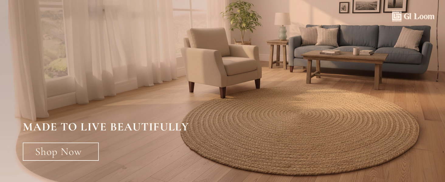 Spiral Weave Round Jute RugHandwoven Eco-Friendly Braided Accent - a3