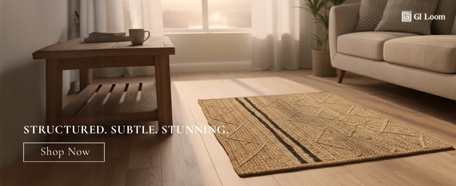 Chevron Pattern Jute RugHandcrained Beige Eco-Friendly Floor Accent - a3