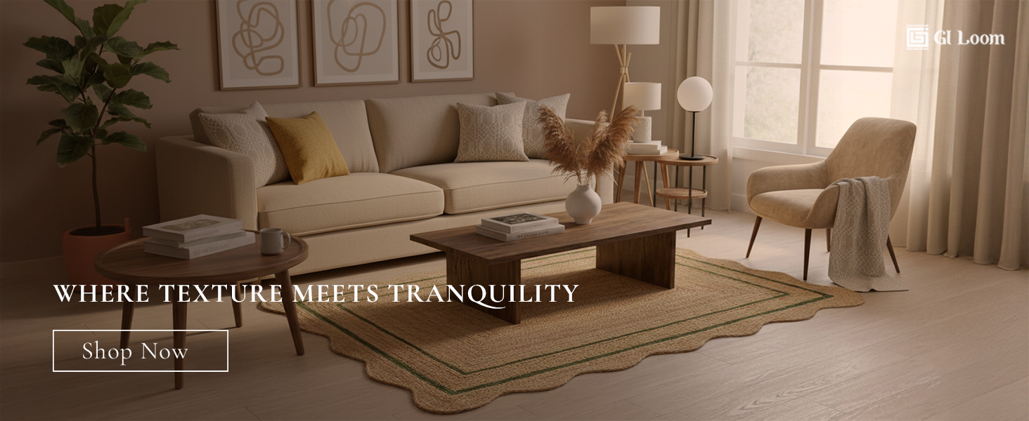 Handwoven Jute Rug with White Scalloped Border - a3