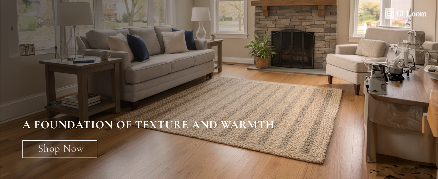 Rectangular Jute Braided RugHandwoven Neutral Rustic Accent - a3