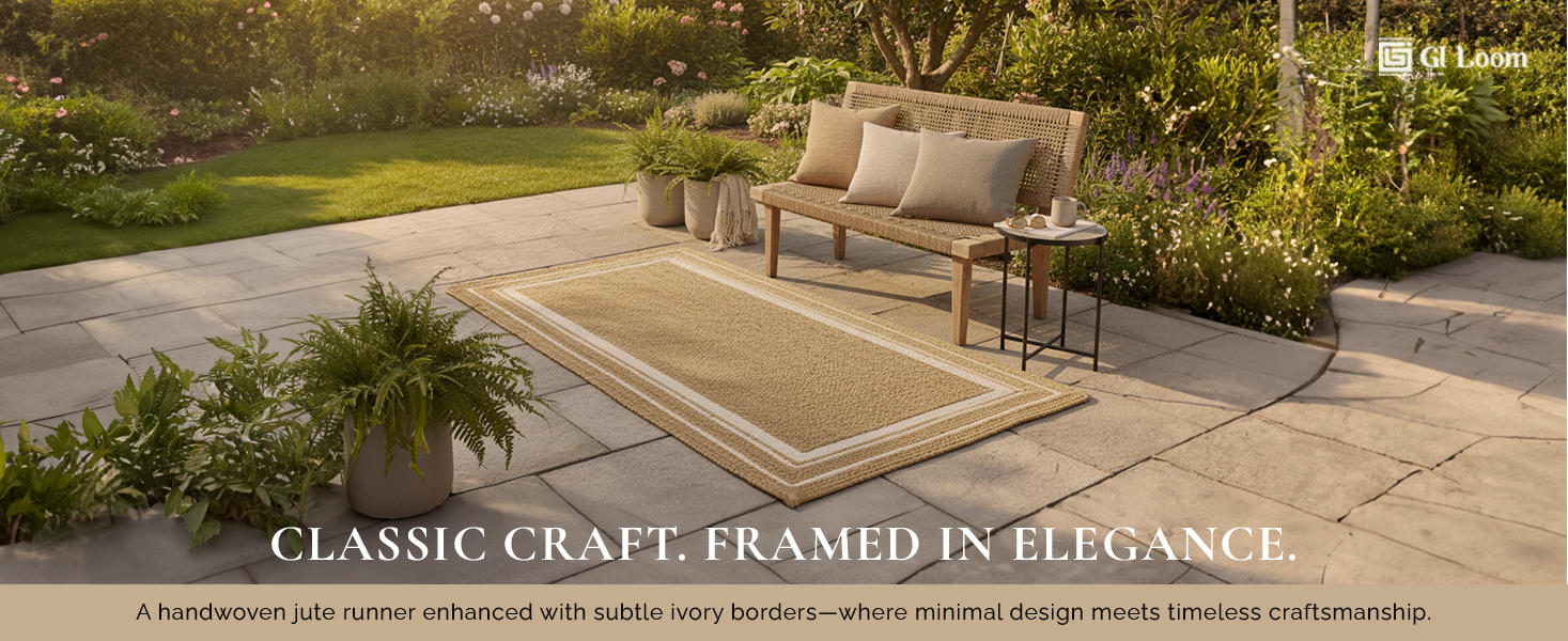 Natural Jute RunnerHandwoven Eco-Friendly Rug with Border Accents - a2