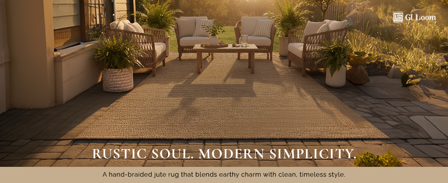 Rustic Jute Area RugHandcrained Eco-Friendly Braided Floor Mat - a1