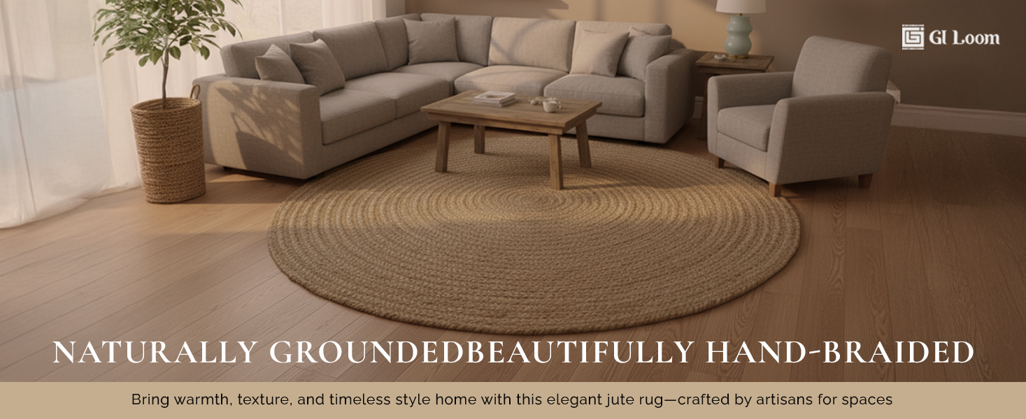 Spiral Weave Round Jute RugHandwoven Eco-Friendly Braided Accent - a2