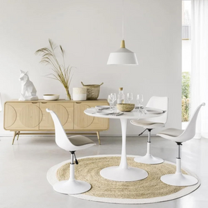 Round Natural Jute Rug with Ivory Border Handwoven Braided Area Rug